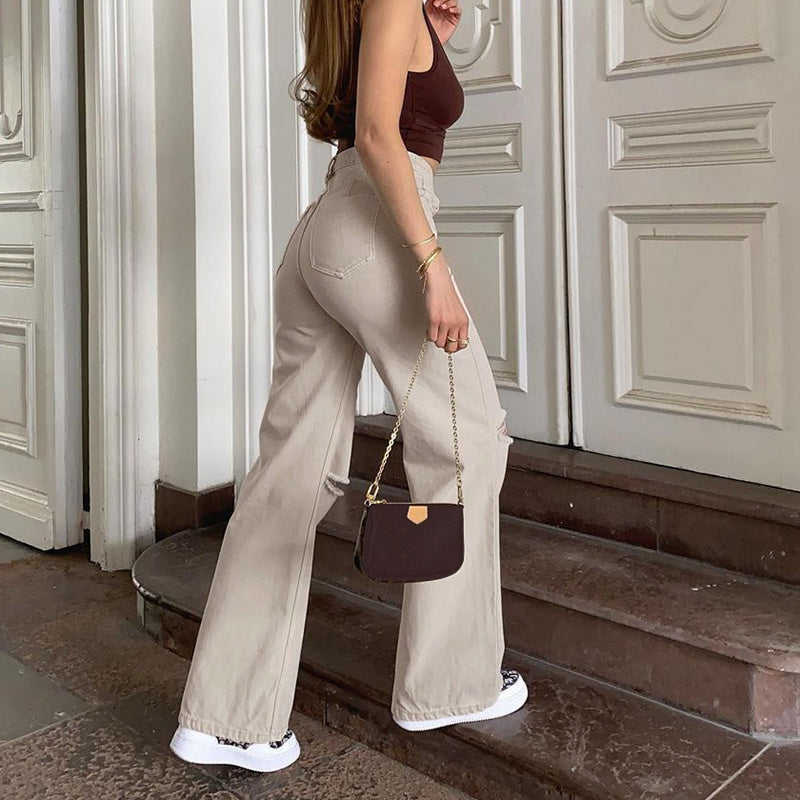 Loose Casual High Waisted Micro Flared Trousers