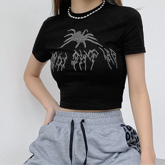 New Summer Embroidered Beads Pattern Crop Belt Women's European And American Tops