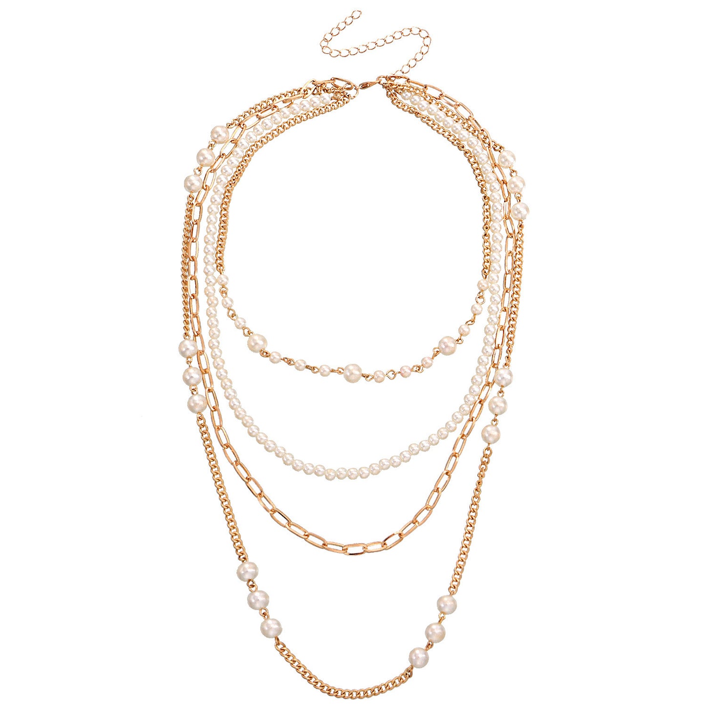 Multi-layer Bamboo Pearl Thin Chain Necklace Women