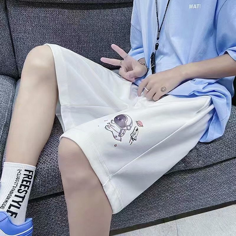Cartoon Summer Boys Shorts Sports Casual Cropped Pants Loose Trendy Large Trunks Outer Wear Basketball Running Pants