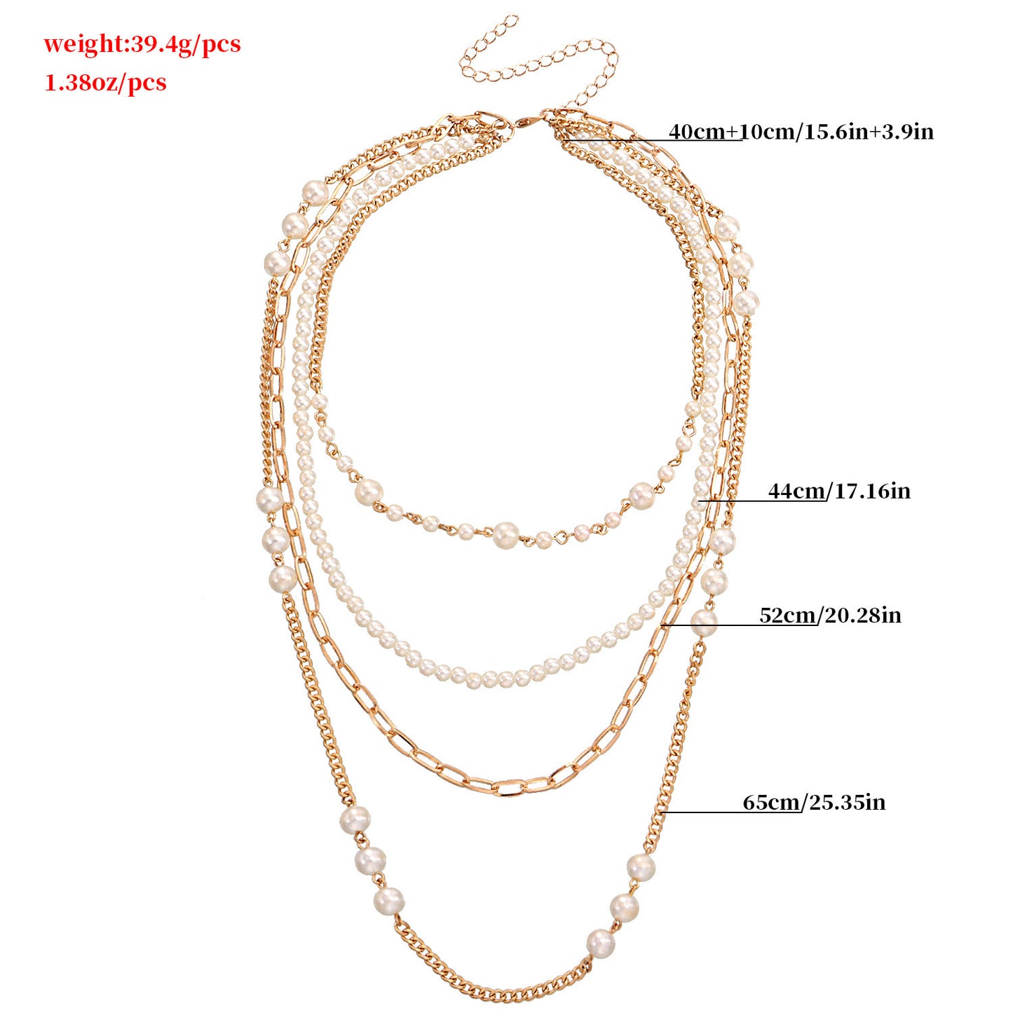 Multi-layer Bamboo Pearl Thin Chain Necklace Women