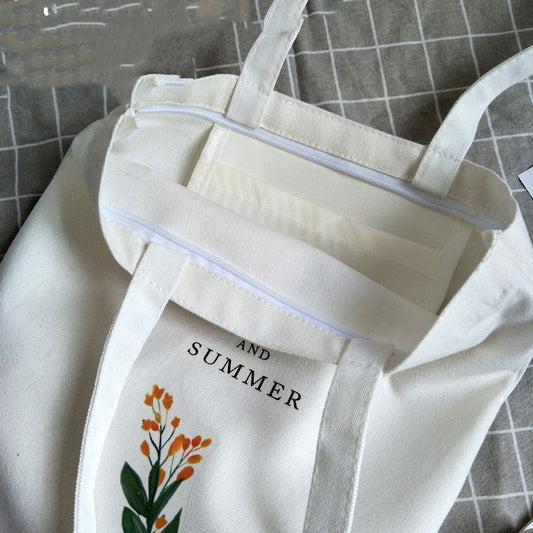 Students Ins Wind Tote Korean Version Of Large-capacity Canvas Bags
