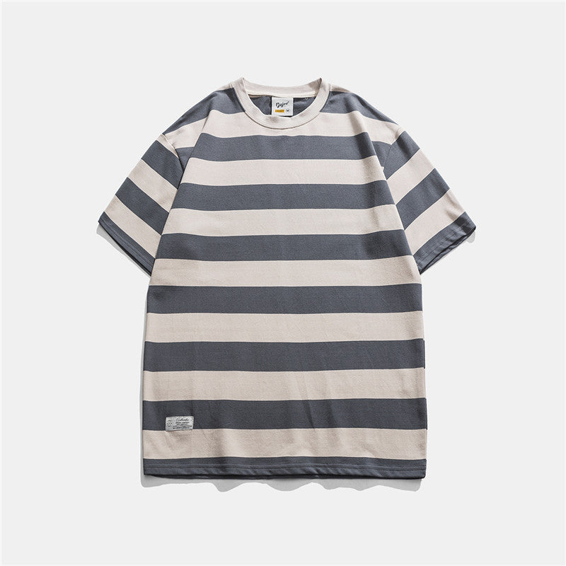New Striped Short Sleeve Retro Striped Men