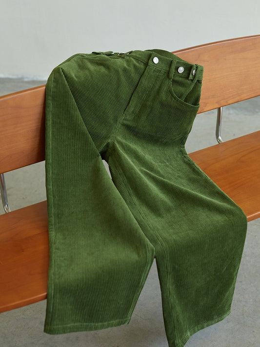 Women's Fashionable Slimming Cyan Corduroy Trousers
