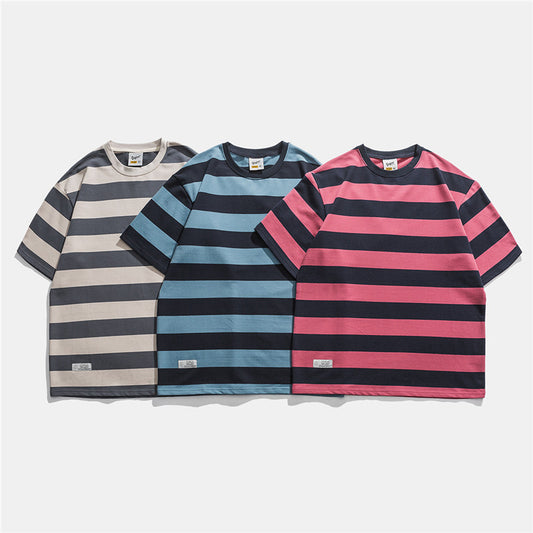 New Striped Short Sleeve Retro Striped Men