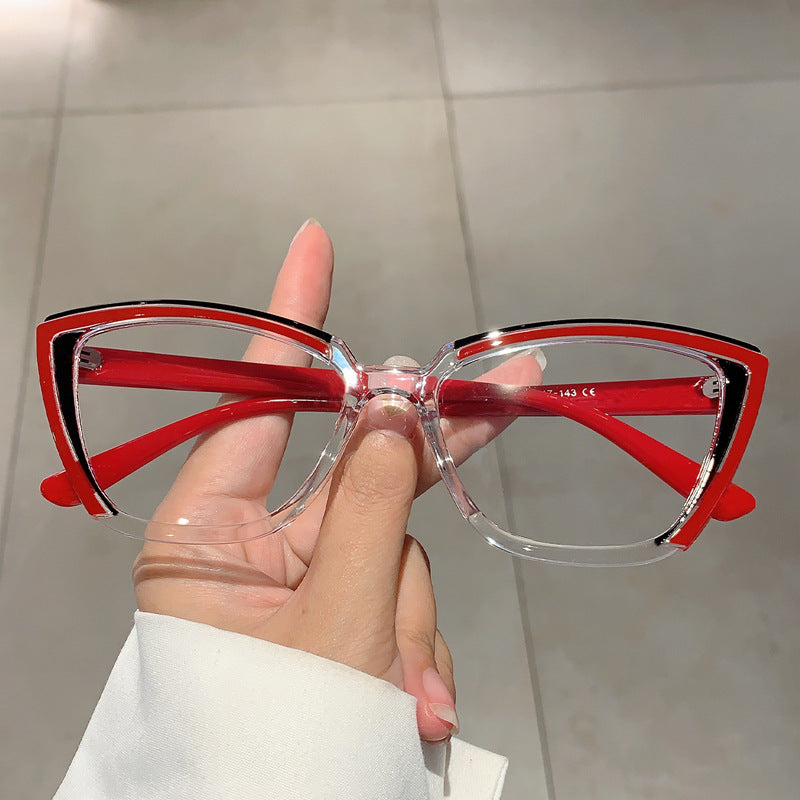 Set Up Anti Blue Light Colorful Cat Eye Flat Light Glasses Frame
