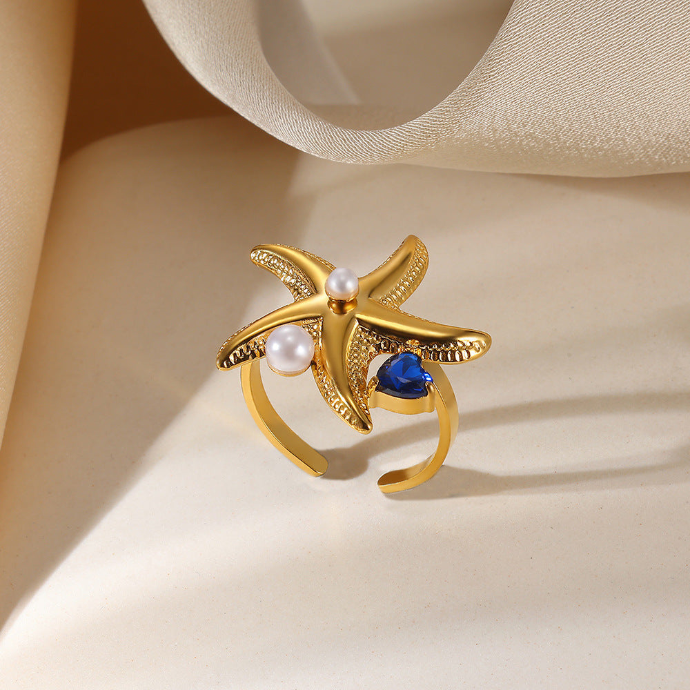 Light Luxury Exaggerated Niche Stainless Steel Ring