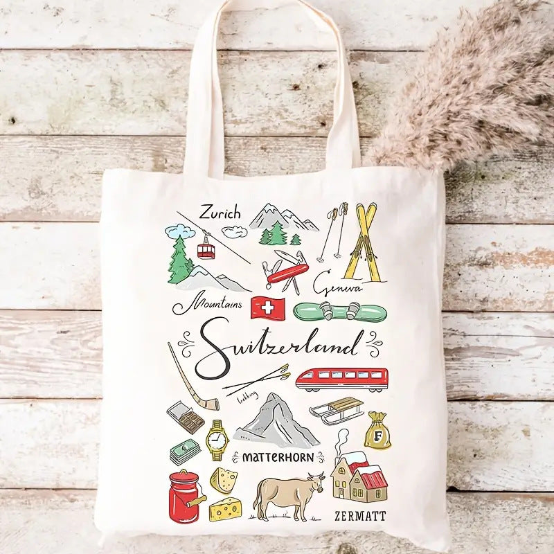 Simple Printed Canvas Casual Fashion Handbag
