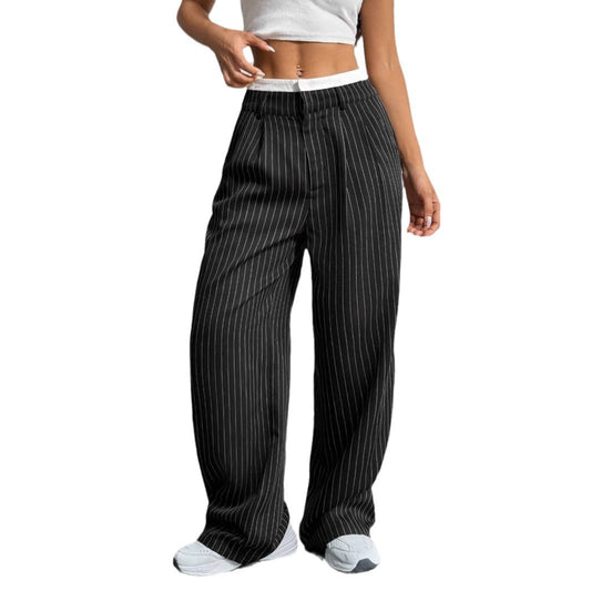 Stitching Suit Pants Simple Loose Drooping Straight-leg Pants