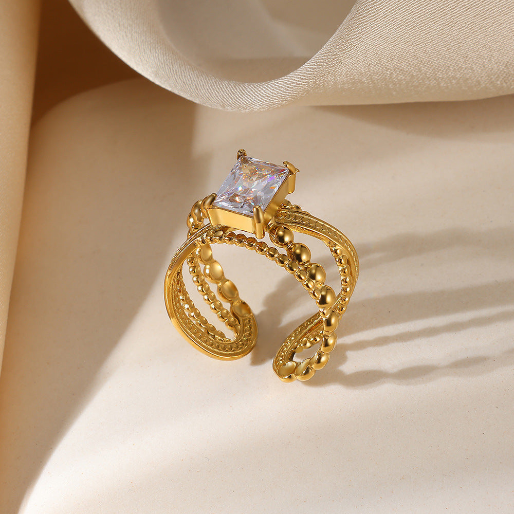 Light Luxury Exaggerated Niche Stainless Steel Ring