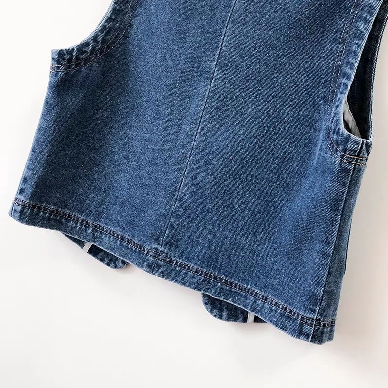 Hong Kong Style Retro Slim Fit Denim Short Vest
