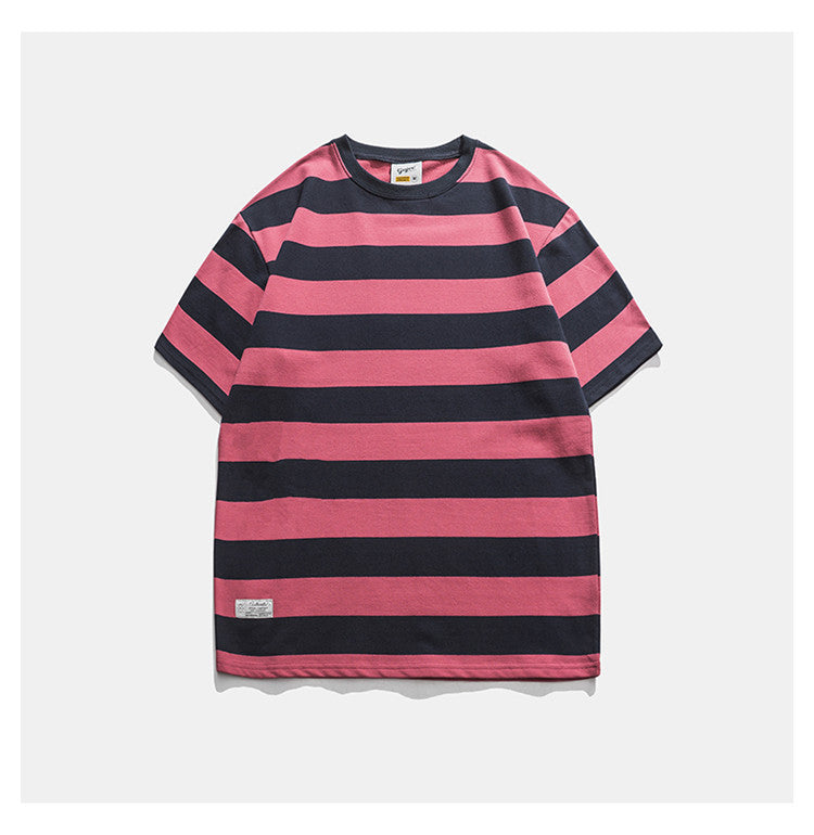 New Striped Short Sleeve Retro Striped Men