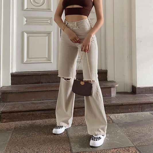 Loose Casual High Waisted Micro Flared Trousers
