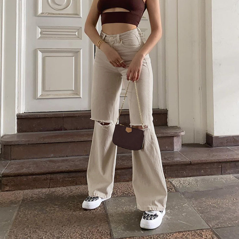 Loose Casual High Waisted Micro Flared Trousers
