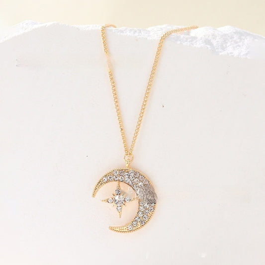 Niche Design Star Moon Inlaid Pendant Necklace For Women