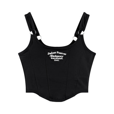 Letter Embroidery Small Suspender Vest Women Slim Short Outer Wear Top